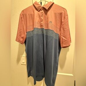 Travis Mathew Coral and Blue Polo Shirt